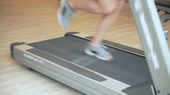 Treadmill Fitness Running.Runner Treadmill Workout.Cardio Run.Fit Athletes Legs Fitness Training.