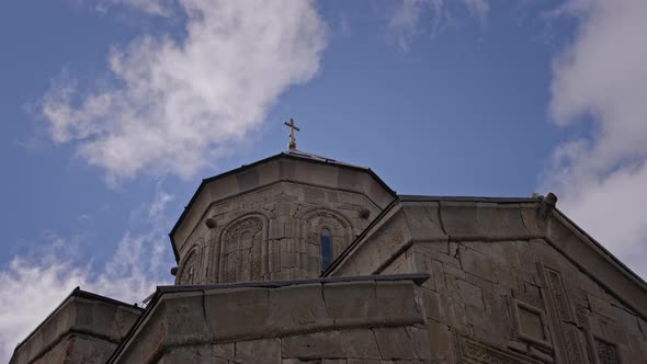 Clouds moving above church, timelapse