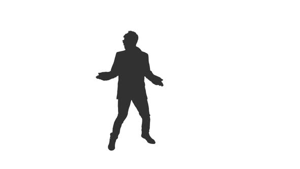 Silhouette of Young man Dancing Modern Dance alt