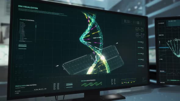 Computer Screen Visualization Of Genetic Analysis At Biological Laboratory alt