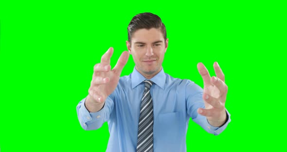 Young businessman gesturing