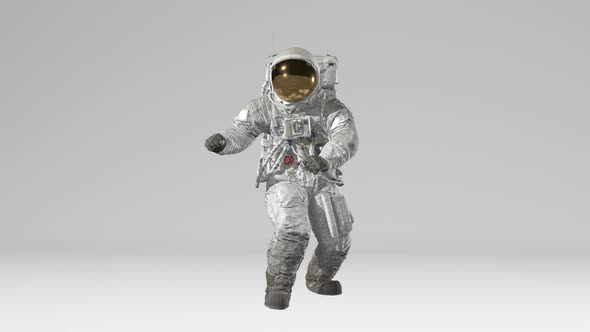 Astronaut Dancing on white background with Alpha channel.