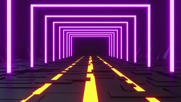 80s Hallway Neon 01 4k 