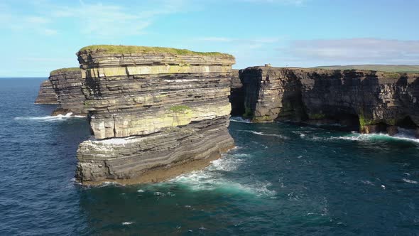 Aerial View of the Dun Briste Sea Stick at Downpatrick Head County Mayo  Republic of Ireland