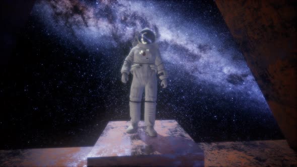 Astronaut on Space Base in Deep Space alt