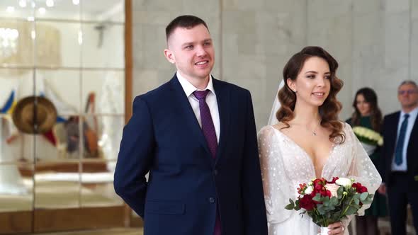 Bride and Groom at Official Registration of Marriage in Registry Office