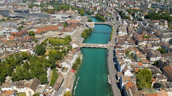 Over the Rooftops of Zurich  the Famous City in Switzerland  View From Above