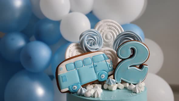 Cake Blue Number Two and the Bus in the Form of Gingerbread
