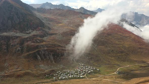 Little Village Houses Bottom The Barren Steppe Treeless Valley