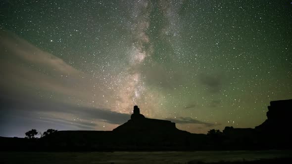 Panning timelapse following the milky way move through the nights sky in Utah