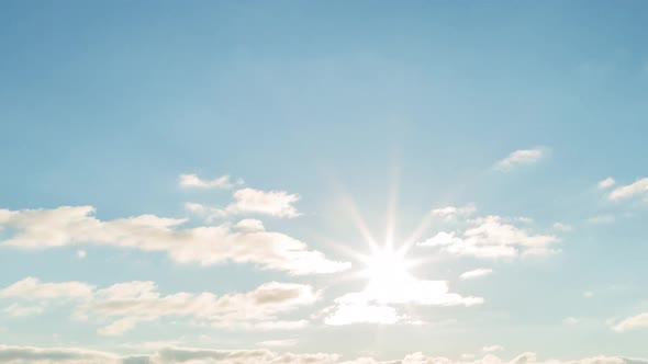 Timelapse Beautiful Blue Sky At Sunset With Fast Clouds