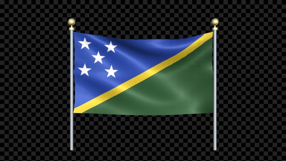 Solomon Islands Flag Waving In Double Pole Looped