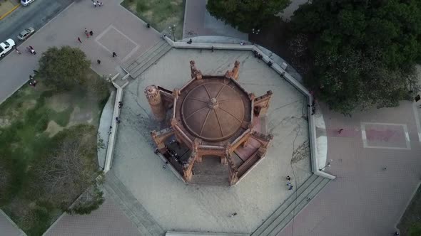 Drone shot of a historic fountain