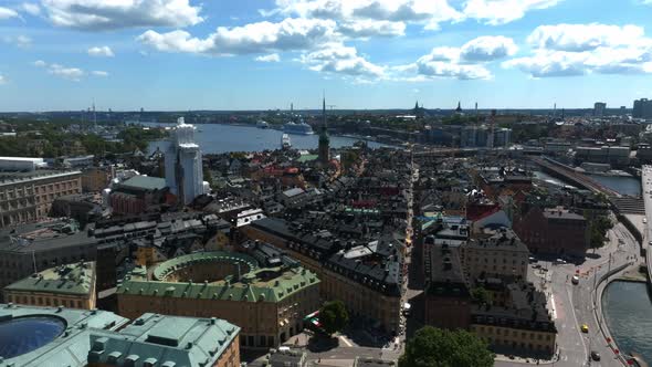 Aerial View of the Stockholm Old Town  Gamla Stan Cityscape Near the City Hall Top