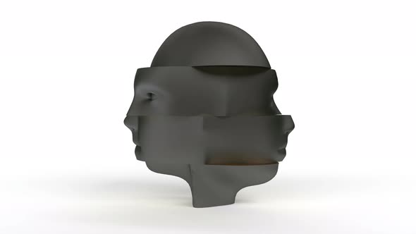 Modern 3d Head is Assembled From Pieces Facial Recognition Cybersecurity