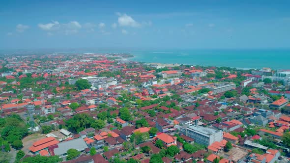 Aerial View. City On The Shore Of An Island Bali