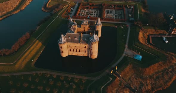 Aerial View Of Muiderslot Castle