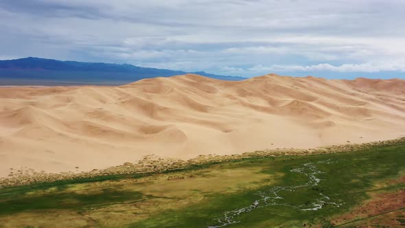 Aerial View of Sand Dunes in Gobi Desert Mongolia