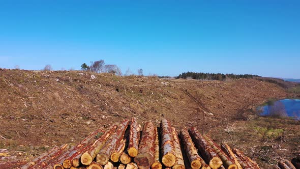 Timber Stacks Aerial at Bonny Glen in County Donegal - Ireland