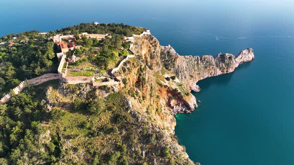 Alanya Castle Alanya Kalesi Aerial View 4K