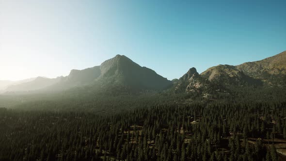 Rocky Mountain Range with Trees alt