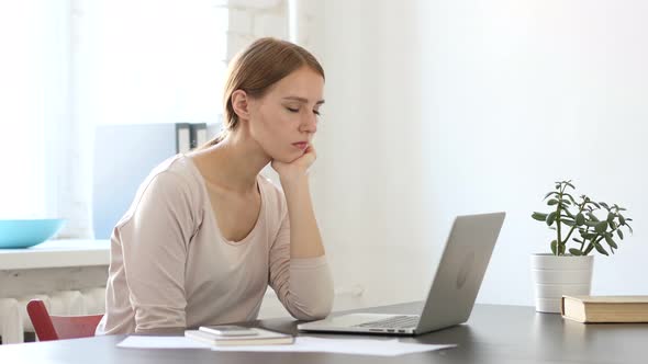 Sleeping Creative Woman, Feeling Tired at Office