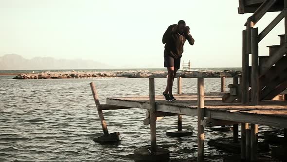 Man running on the promenade