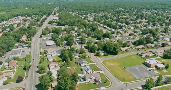 Panorama View Residential Neighborhood District in American Town in Monroe New Jersey USA