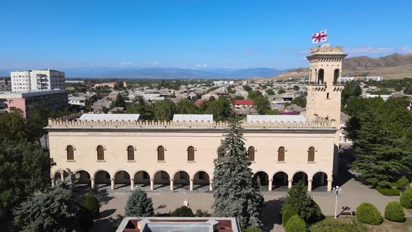 Aerial view of Joseph Stalin Museum in city Gori. Stalin's Homeland