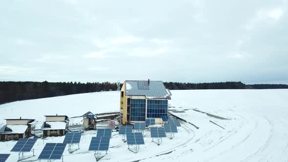 Aerial Solar Farm in Winter