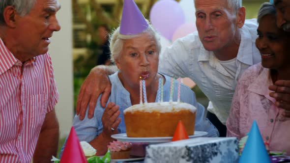 Seniors celebrating a birthday 4k
