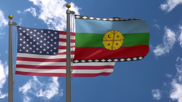 Usa Flag Vs Mapuche Flag Native American Flag On Flagpole