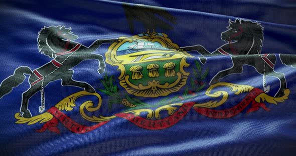 Pennsylvania state flag waving background