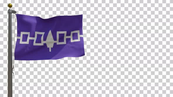 Iroquois Confederacy Flag / Native American Flag (USA) on Flagpole with Alpha Channel - 4K