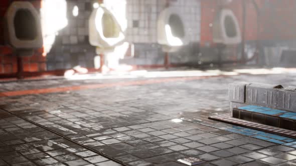 Abantoned Old Public Toilet with Bright Lights alt