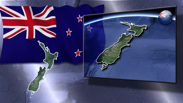 New Zealand Flag And Map Animation