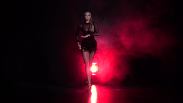 Woman Dancing Rumba in the Studio. Slow Motion