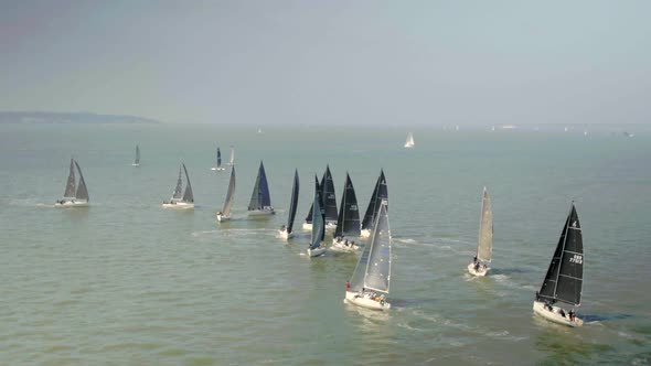 Yachts Competing in a Fast 40 Sailing Race