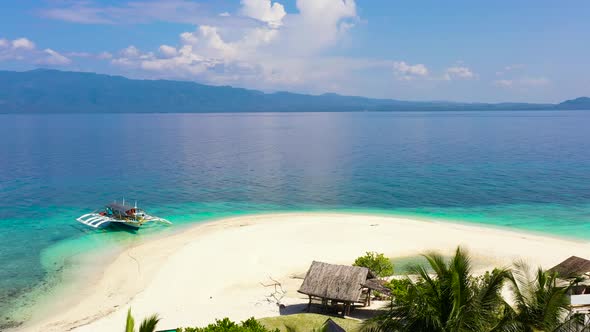 Tranquil Beach Scenery. Exotic Tropical Beach Landscape with White Sand Beach and Amazing Turquoise