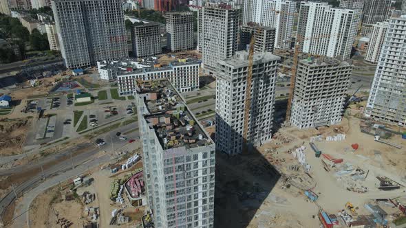 Construction site for a new city block. Construction work