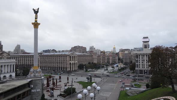 The Symbol of Kyiv, Ukraine - Independence Square Aerial View, Slow Motion