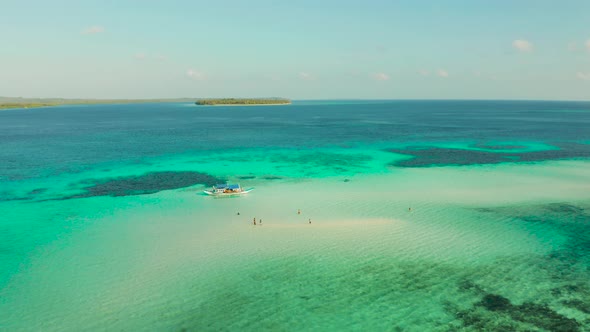 Seascape with Tropical Islands and Coral Reef. Balabac, Palawan, Philippines.