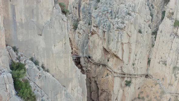 Drone 4k shot of Royal Trail El Caminito del Rey