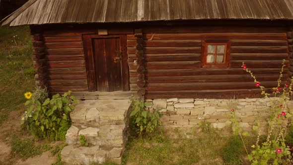 Old Shack House Made of Wooden Logs