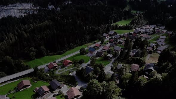 Flight above the houses