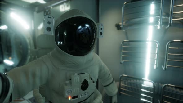Astronaut Inside the Orbital Space Station alt