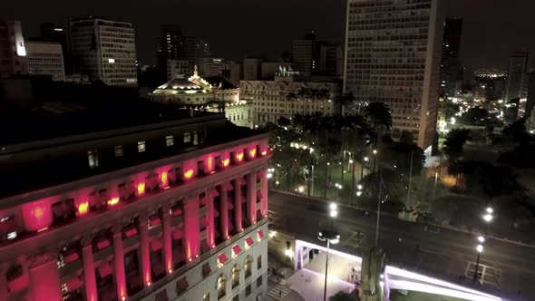 Night Sao Paulo cityscape. Night city landscape of downtown urban