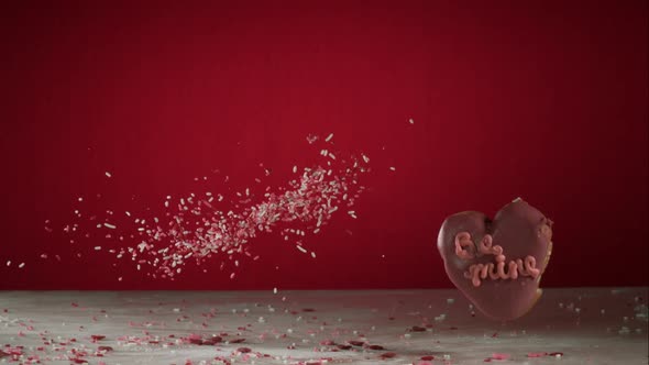 Doughnuts falling and bouncing in ultra slow mo 