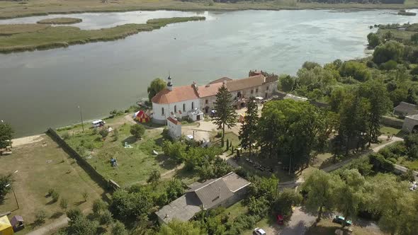 Aerial to Starokostiantyniv Castle Built at the Confluence of the Sluch and Ikopot Rivers Ukraine