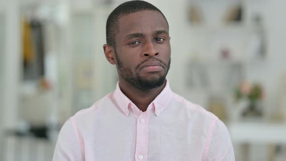 Portrait of African Man Shaking Head in Denial, No 